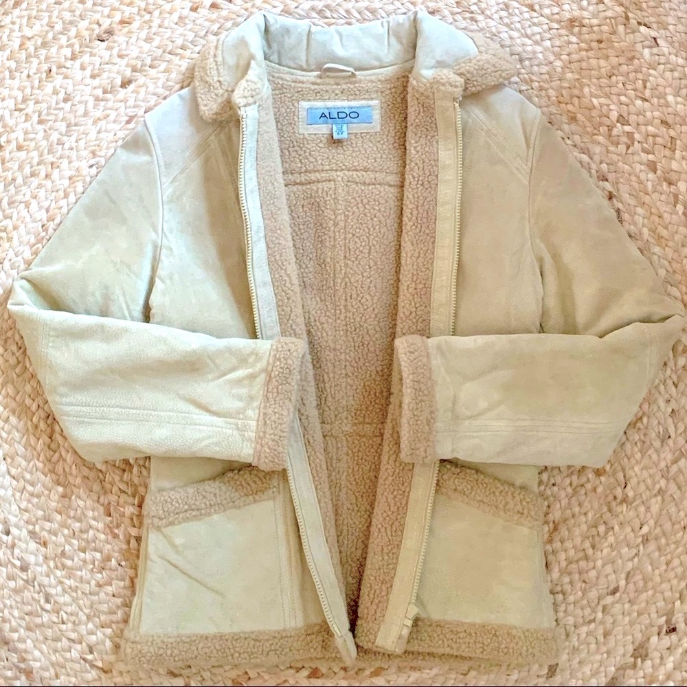 Leather Jacket w/ Faux Sheepskin Lining